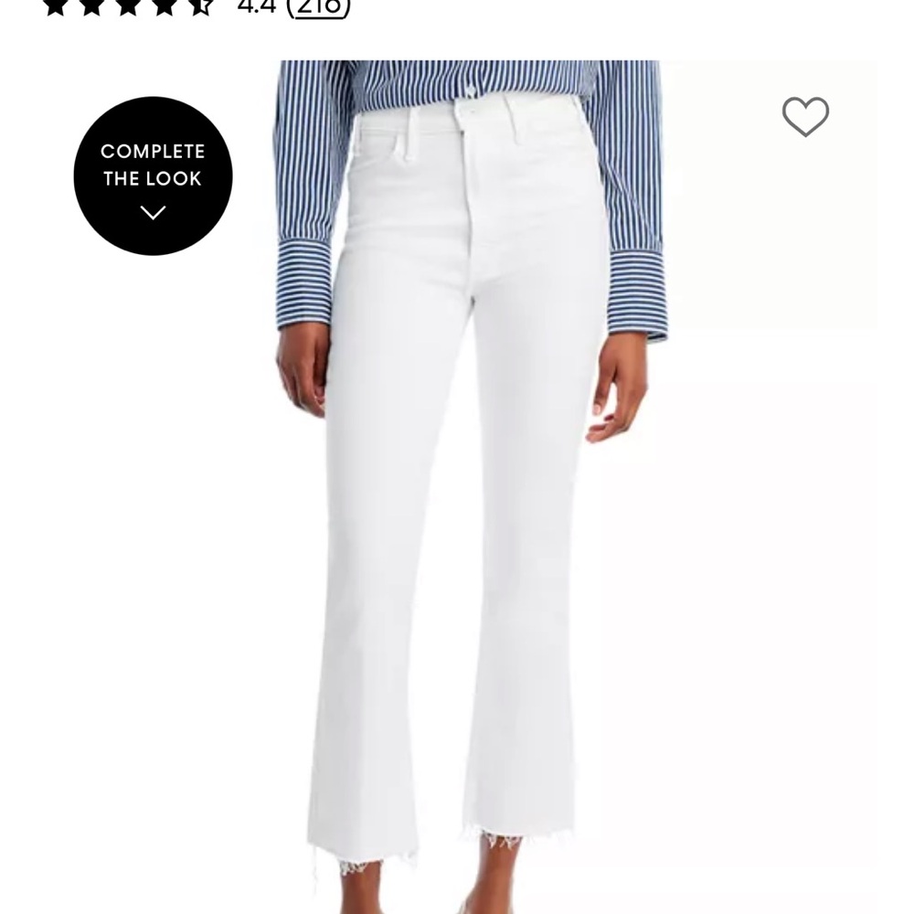 MOTHER Hustle High Rise White High-Rise Cropped Flare Jeans